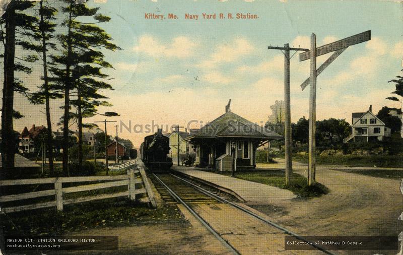 Postcard: Kittery, Maine, Navy Yard Railroad Station
